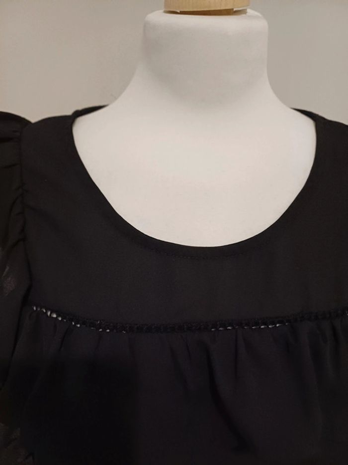 Blouse noire volantée Piazza Italia taille S 36 - photo numéro 3