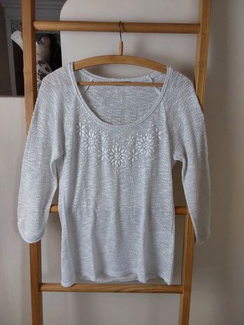 Pull  habillé  chic blanc argenté Patrice Breal T 38