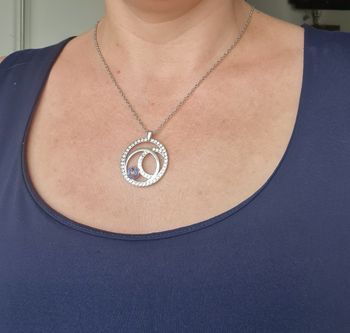 Parure élégante violet & argenté – collier cercle + boucles neuves