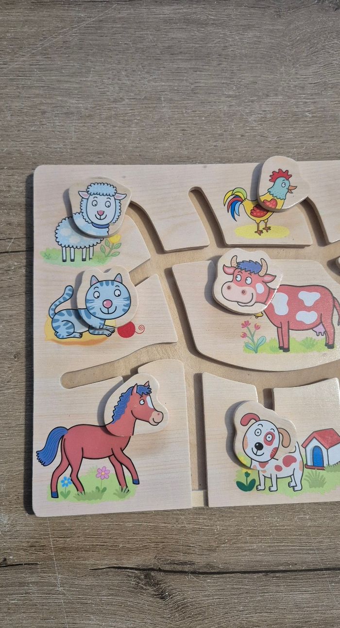 Puzzle labyrinthe animaux en bois - photo numéro 3
