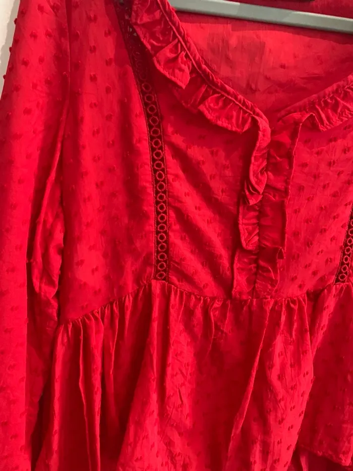 Magnifique blouse rouge manches longues - photo numéro 4