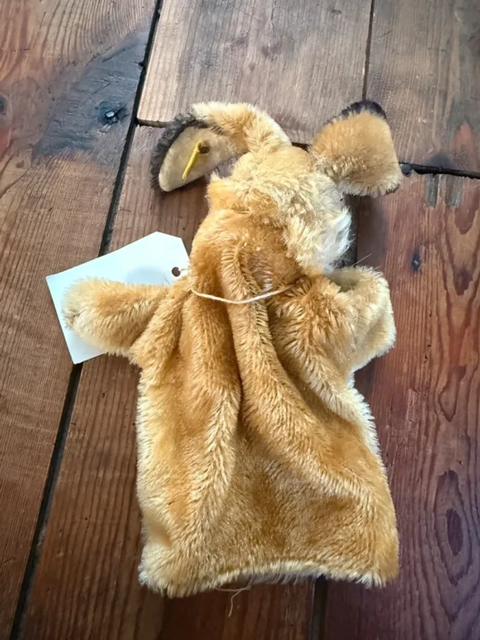 Peluche marionnette ancienne Steiff lapin lièvre Hase 17cm miel théâtre marron - photo numéro 6
