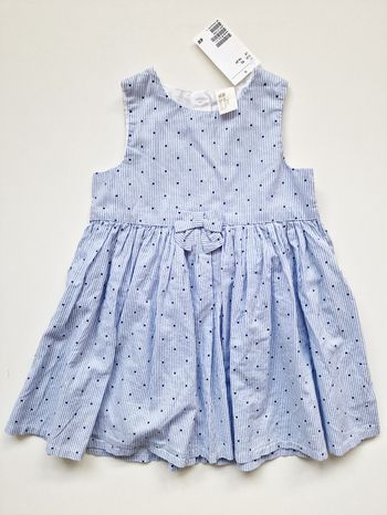 H&M - Robe sans manche avec nœud - Bleu à pois bleus marine - Neuve avec étiquette ! (2 ans)