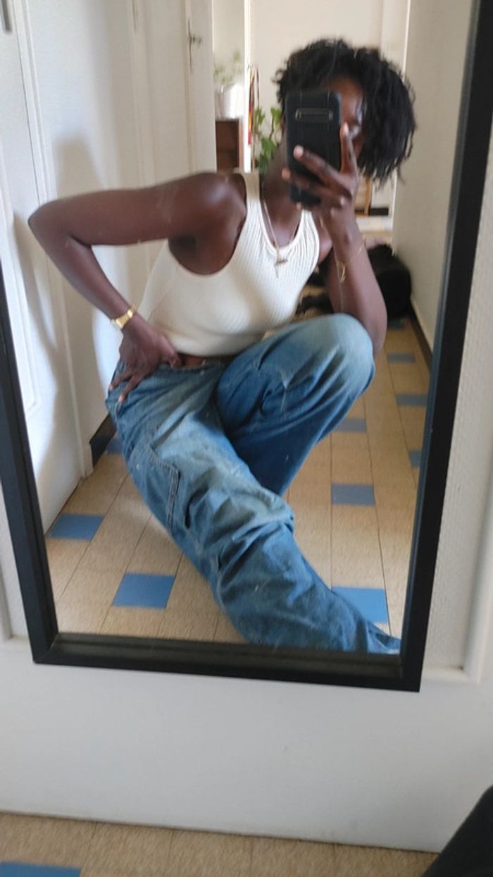 Pantalon baggy cargo taille S oversize nombreuses poches et resserrage bas pantalon - photo numéro 2