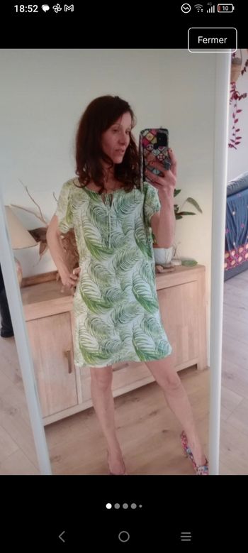 Robe 38 fluide motif tropical c80
