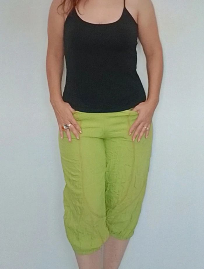 Pantacourt fluide ethnique anis Coline T.36