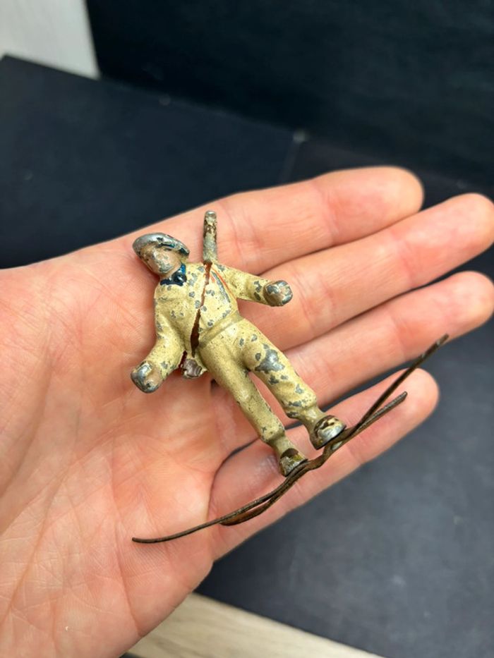 Figurine quiralu soldat vintage aludo en aluminium, chasseur alpin ski - photo numéro 4