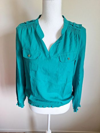 Blouse bleu/vert S/M #F36S-176