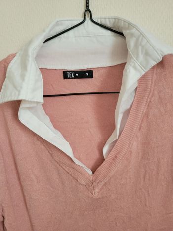 Pull chemisier gilet rose