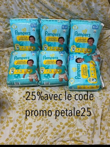 Lot six pack de couche pampers  taille  5 premuim