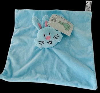 ❤️ B6119 Doudou plat Mouchoir Lapin Bleu Turquoise Action Cuddle Cloth