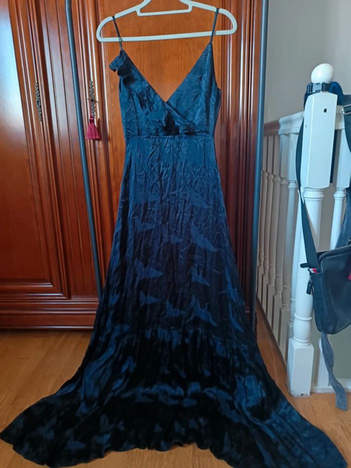 Robe longue bleue oiseaux Easy Wear XS - photo numéro 2