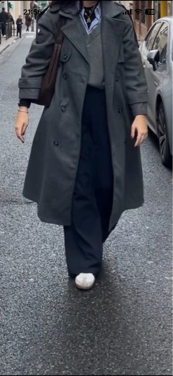 Trench long gris foncé 