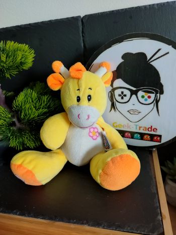 Doudou Peluche Vache Girafe Jaune Orange Rose Blanc Fleur Papillon Jeux2momes