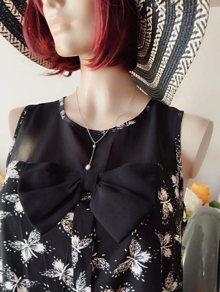 🖤Robe Légère Décolleté Voile & Noeud Atmosphère T34/36🖤 - photo numéro 4
