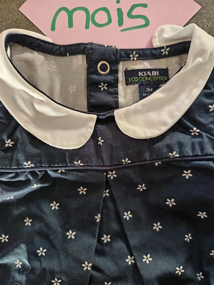 Robe bleue fleurs blanches 3 mois - photo numéro 2