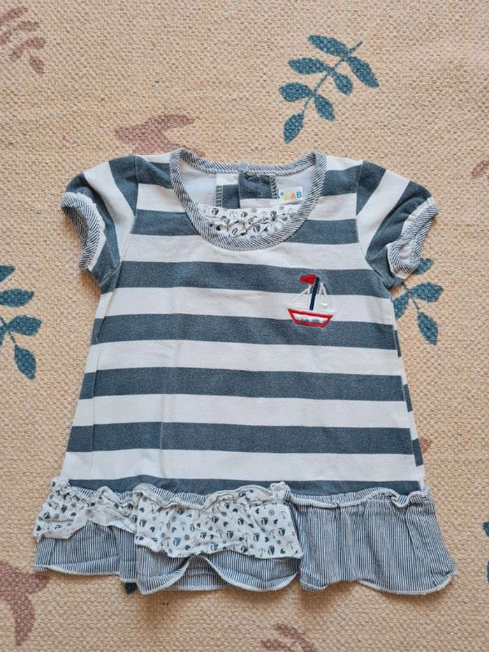 T-shirt marinière bateau brodé 18 mois