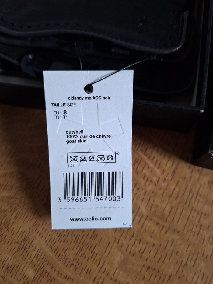 Gants en cuir neufs noirs Celio dans boîte cadeau - photo numéro 4
