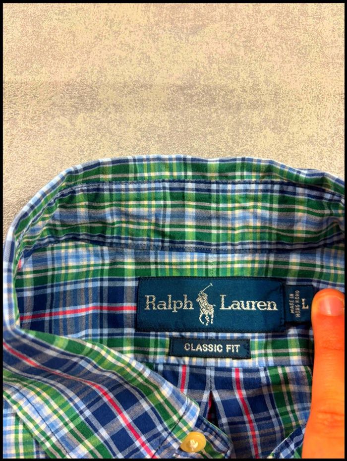 Chemise rayés Verte et violette Ralph Lauren Taille L - photo numéro 3