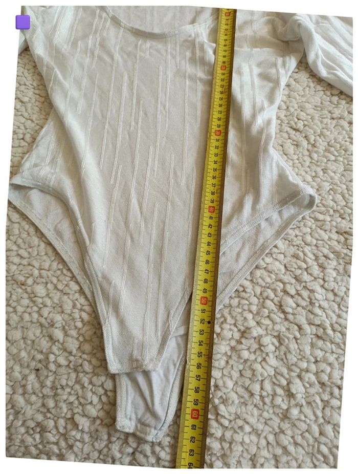 Body Maillot de bain luxe blanc à manches longues texturé cute sexy joli vintage - photo numéro 6