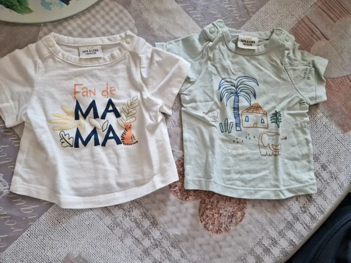 Lots de 2 Tee-shirt 1 mois