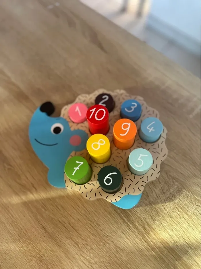 Jeu en bois “Hérisson Petit Génie” puzzle chiffres | Très bon état