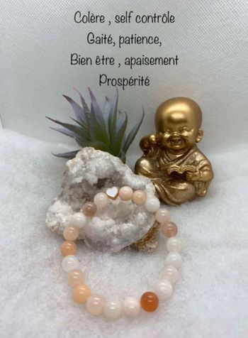 Bracelet aventurine rose et cœur 18,5 cm lithothérapie