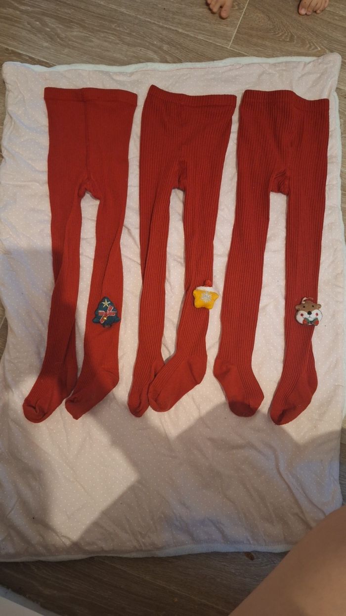 Lot de 3 collants Noël fille