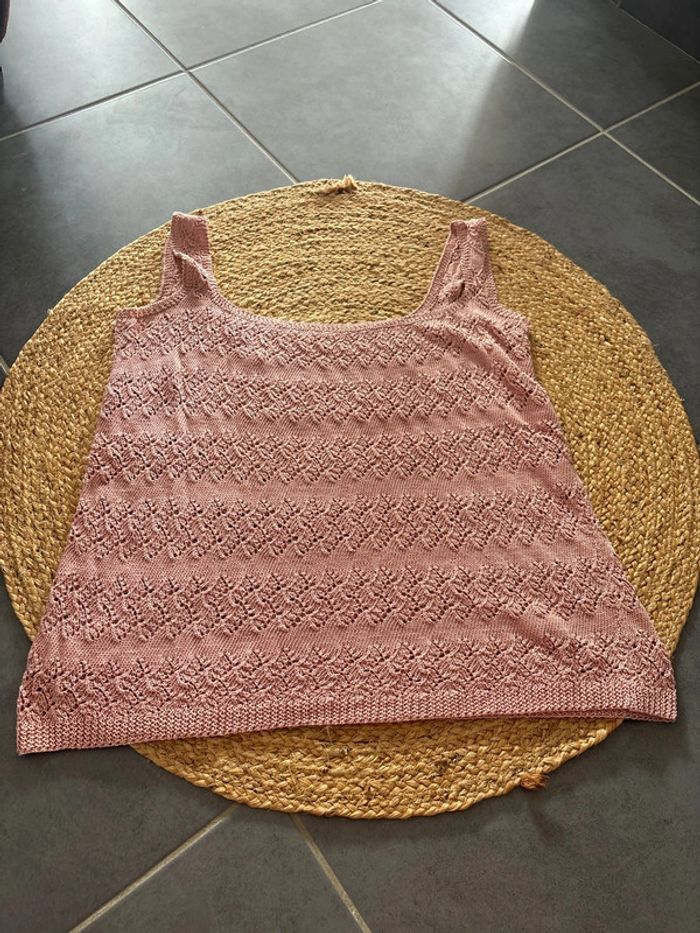 Haut rose débardeur « crochet »