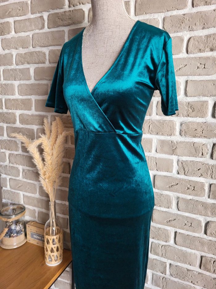 Robe en velours vert émeraude Zara - photo numéro 6