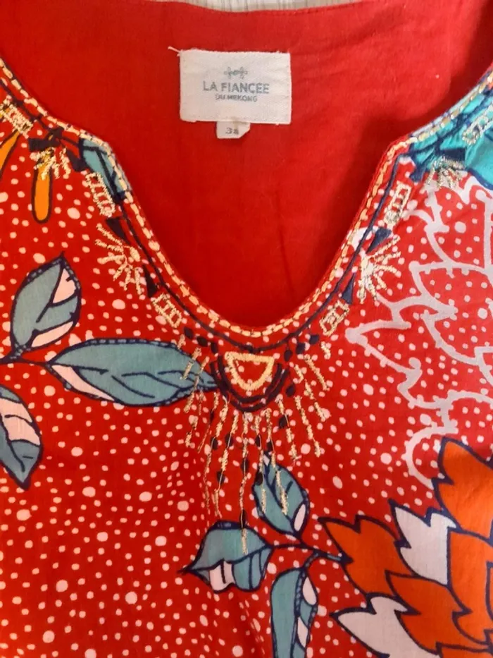 La fiancée du mekong robe rouge à fleur taille 38 - photo numéro 3