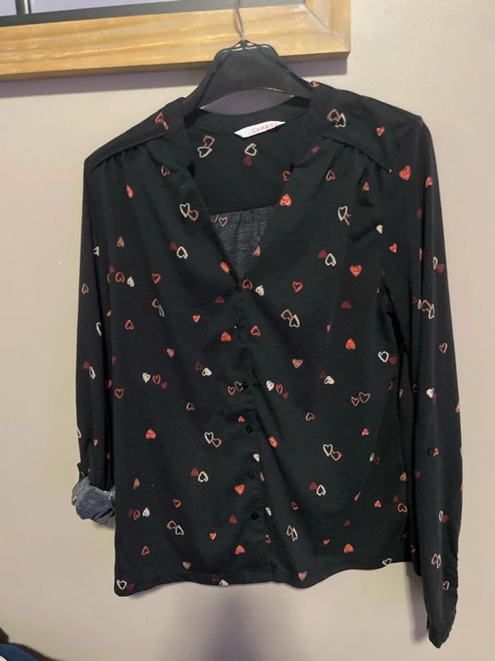 Blouse noire à cœurs - photo numéro 2
