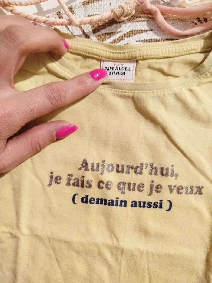 T-shirt message imprimé 2 ans 86 cm TAO Tape à l'oeil - photo numéro 2