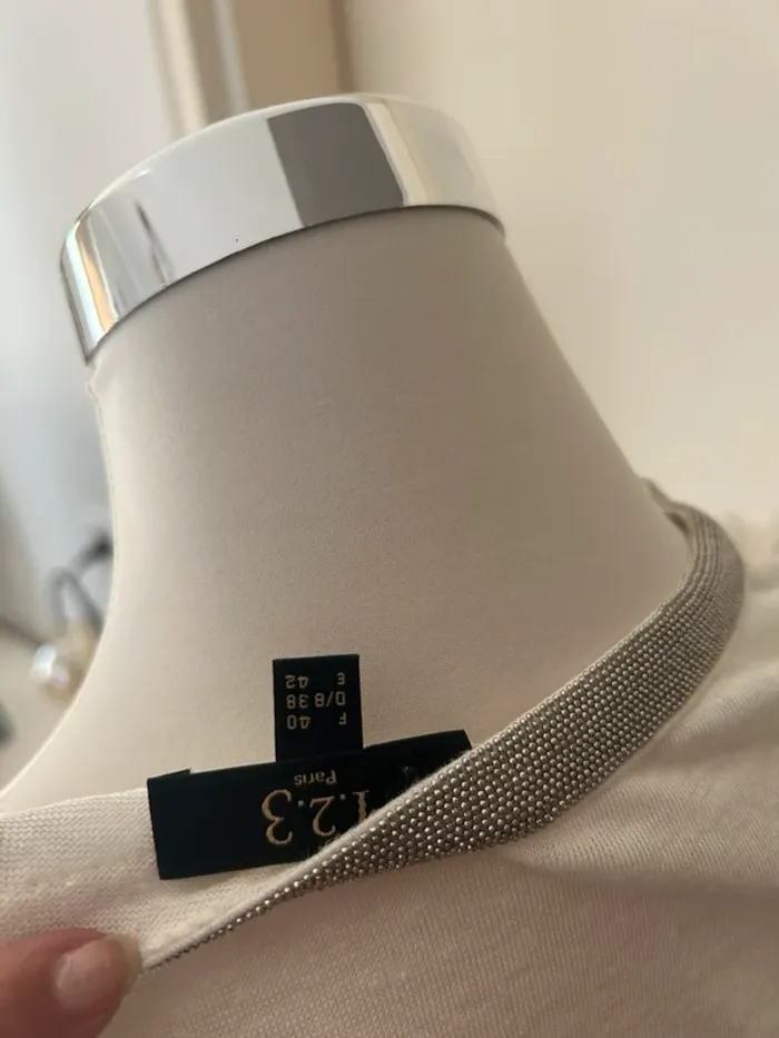 123 t-shirt, haut écru en lin femme, taille 40 - photo numéro 5