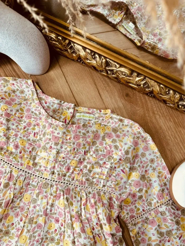 Taille 6 ans tenue 3 pièces fille Multimarque rose jaune * fleurs * 💐 - photo numéro 3