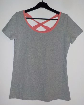 Tshirt gris liseré rose Françoise Saget T38/40
