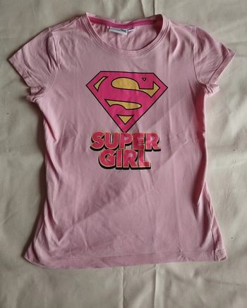 T.shirt manches courtes rose super girl 12 ans