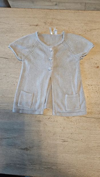 Gilet gris clair brillant à manches courtes, Okaïdi, 10 ans, nickel