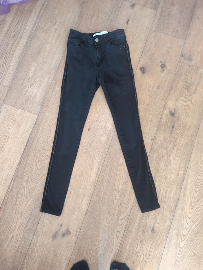 Jean skinny noir taille haute 14 ans détail chaine - photo numéro 2