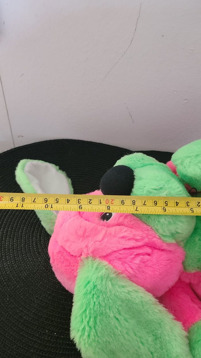 peluche chien vert rose fluo non utilisé - photo numéro 2