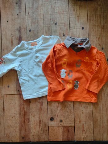 Lot 2 t-shirts manches longues orange blanc 🍂🐑