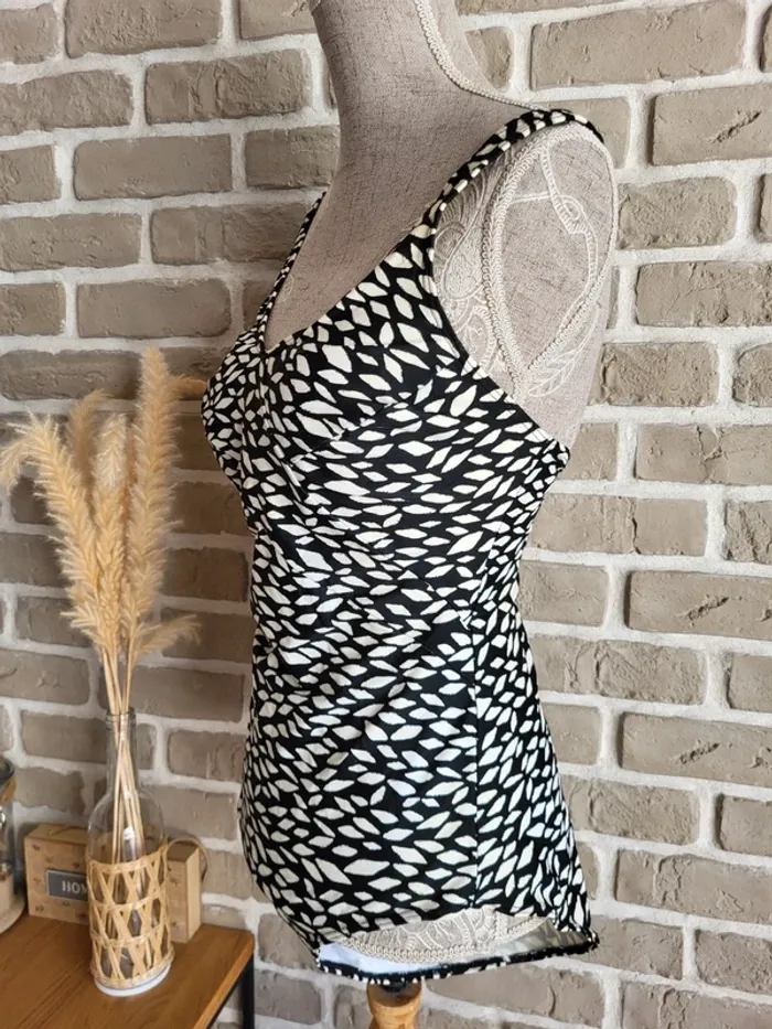Maillot de bain 1 pièce noir et blanc Tissaia - rétro chic - photo numéro 7
