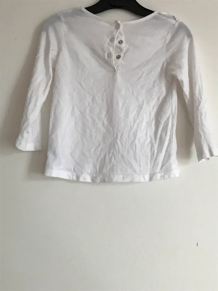 T shirt blanc manches longues 23 mois - photo numéro 2