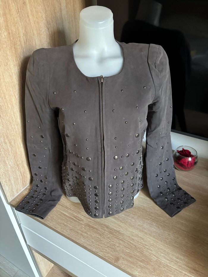 Veste grise bouton clouté en  relief comptoir des cotonniers taille S