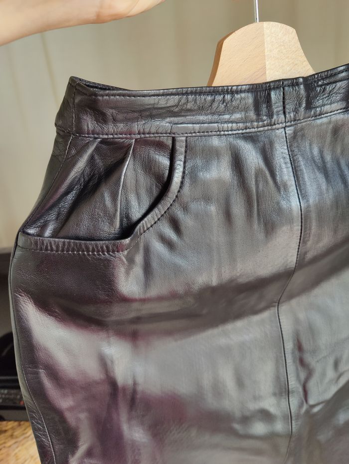 Jupe longue Vintage 80's en cuir - photo numéro 4