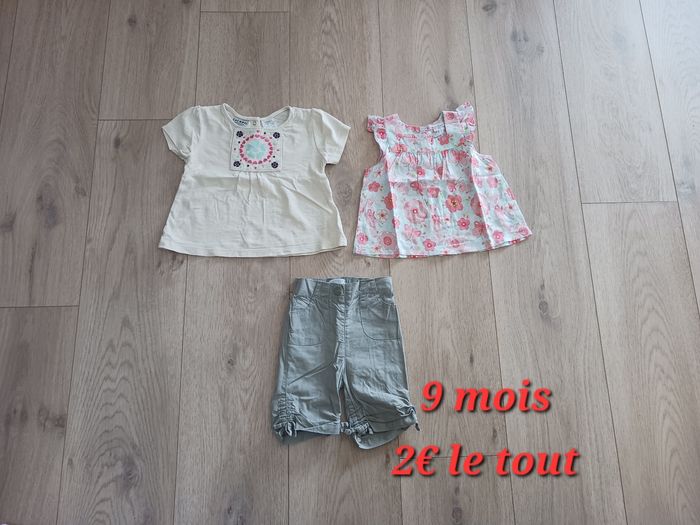 Lot 2 t-shirts + 1 pantacourt 9 mois