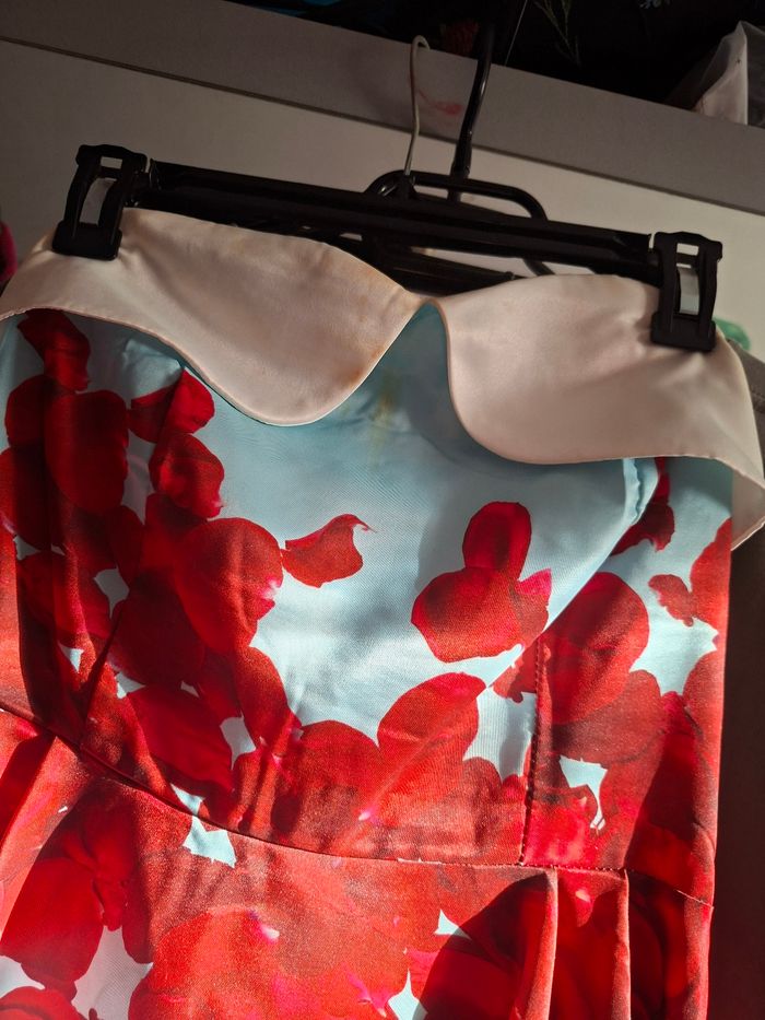 Robe bustier bleue avec pétales rouges - photo numéro 2