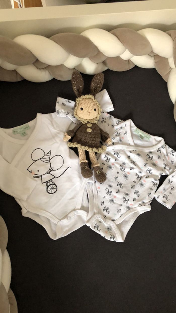 Lot de 2 bodies croisés 1 mois mes petits cailloux