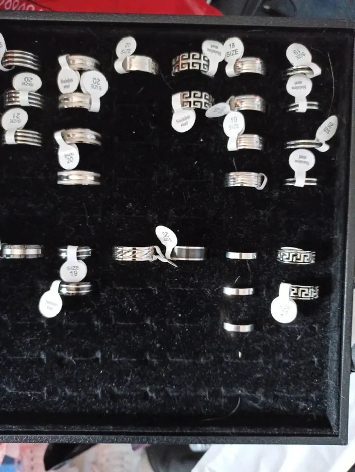 Lot de 48 bagues en acier inoxydable homme ou mixte - photo numéro 3