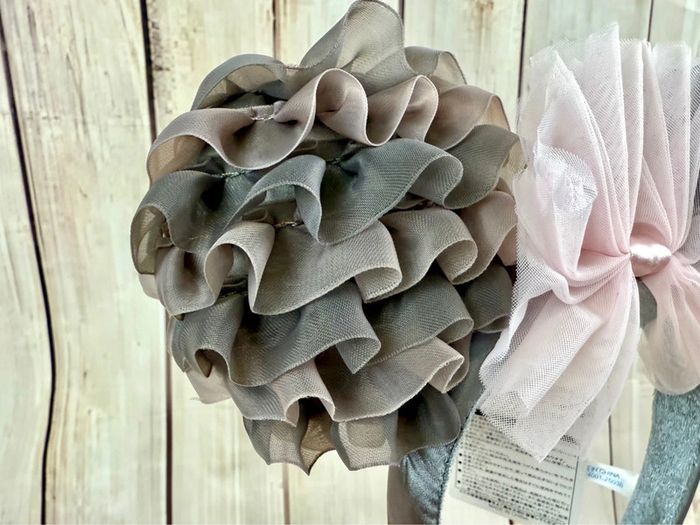 (serre tête) oreilles de Minnie nouveauté 2025 modèle froufrou organza marron rose Tokyo Disneyland - photo numéro 3